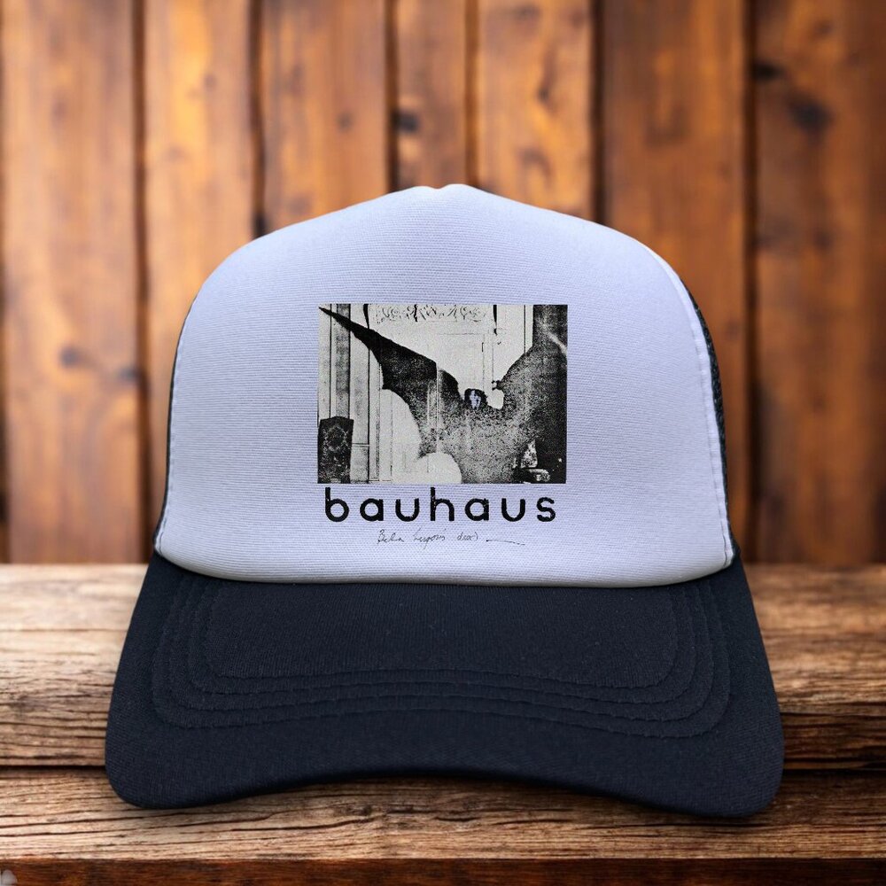 Bauhaus Mens Trucker Hat Black Snapback Goth Rock Thrash 80s Band Baseball Cap
